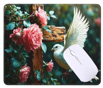 Alfombrilla de Ratón 60 x 40 cm Alfombrilla Ratón Pequeña Alfombrilla de Ratón Cruz de paloma de la paz Alfombrilla Escritorio, Alfombrilla Gaming Mouse Pad, Adecuado para Ratón de Oficina T-3767
