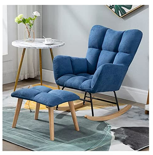 ZXFDMSWJ Relax-Schaukelstuhl, Ruhesessel, Stillstuhl mit Hocker, Mid-Century-Teddy-Stoff, getufteter Schaukelstuhl, gepolsterter Sitz, Freizeit-Einzelsofa-Sessel für Wohnzimmer, Büro, Kinderzimmer (F