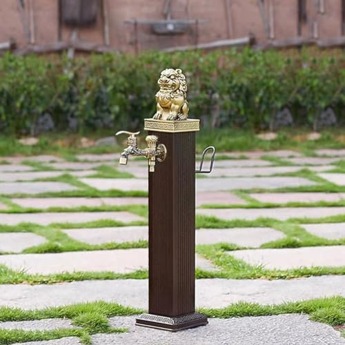 TELCIM Freestanding Outdoor Garden Water Column, Vertical Fountain Irrigation Water Dispenser Hydrant Water Feature, Floor Mounted Tap, Hose Hanger Stand With Faucet, For Patio Lawn Yar(76cm/29.9in)