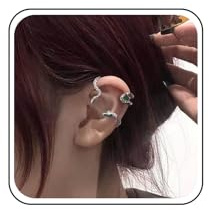 Yheakne Punk Smaragd Schlange Ohrringe Silber Gothic Serpent Grün Kristall Knorpel Clip Auf Ohrringe Schmuck Für Frauen