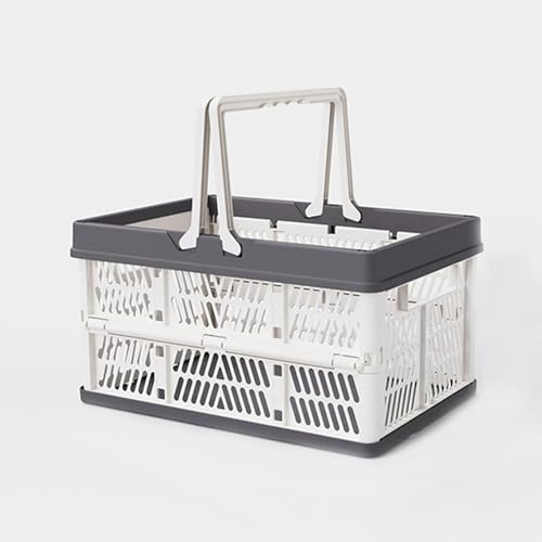 Klein Klappboxen Plastik Einkaufskorb für Küche Bad 30 x 20 x15.5 cm(Weiß)