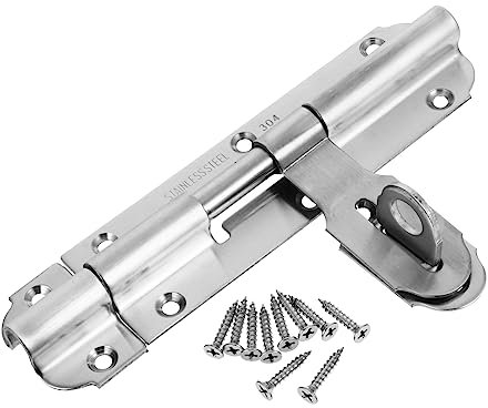 jojofuny Heavy Duty Stainless Steel Gate Latch Bolt Lock Lock Barrel, Thick 6-inch Door Safety Bolt for Left and Right Installation, Anti-Theft Security Hardware for Gates and Doors