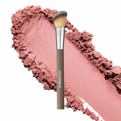 Sandstone Soft Collection Makeup Brush - Professional Premium Blush brush for applying and blending blush and for contouring. Ultra soft bristles and easy to use. Vegan Makeup brush for all skin types