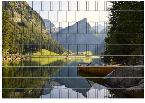 Perfect Zaunsichtschutz Panorama - Motiv Berge3 - Sichtschutz für den Garten - 2,50 x 1,80 x 0,19 m - 9 Streifen