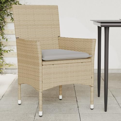 Xichuzi Gartenstühle mit Kissen 2 STK. Beige Poly Rattan, Gartenmöbel, Terrassenstühle, Balkon Sessel, Balkon Stühle, Balkonstuhl, Garten Stühle Für Draussen - 368112