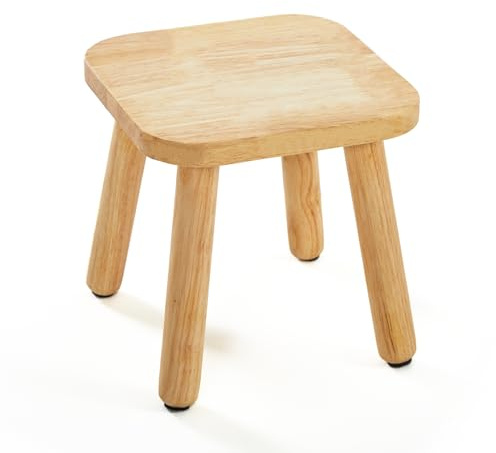 Frogprin Solid Wooden Step Stool for Kids Adults, Short Chair Toddlers Plant Stool, Kids Stool Perfect Matched Sensory Table, Multi-Purpose Sitting for Kitchen Playroom Bathroom Bedroom (1 Pack)