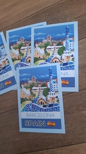 Lot X4 Barcelona Spanien Souvenirs Reise Urlaub Postkartenpapier 350 g/m² Postkarte oder Mini-Poster Größe 10,2 x 15,2 cm