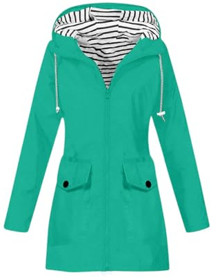 TOFOTL Autunno Impermeabile Donna Giacca Neoprene Outdoor Cappotto Soft Giacca Antipioggia E Invernale Parka Primaverile Giacche Spolverino Giubbini Donna Leggeri 11Verde L