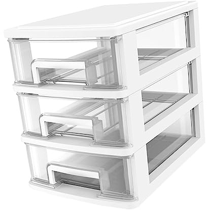 MOTHNUR Transparentes Dreischichtiges Aufbewahrungsbox Schubladensystem aus Kunststoff Multifunktionaler Desktop Organizer für Büro Kosmetik und Wohnzimmer Mittelgroßer Tragbarer Schrank