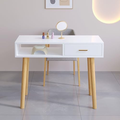 Mesa de manicura con almacenamiento y cajones, estación de trabajo de madera para técnicos de uñas, muebles profesionales de salón