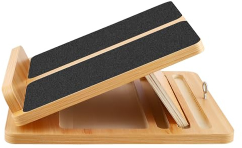 Wooden Slant Board 3 in 1 Adjustable Incline Board Calf Stretcher with Non-Slip Surface Portable Foldable Design for Hamstring Achilles Stretching Home Gym Office