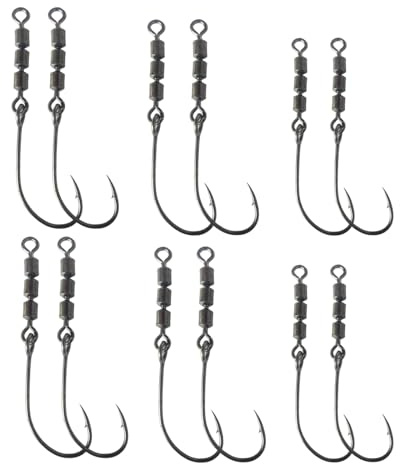 12 pezzi Ami da Pesca Rotanti, Rig Hook Ami da Mare in Acciaio al Carbonio Adatti per la Pesca, ganci di rotazione perfetti per esche rotanti, Attrezzatura da Pesca