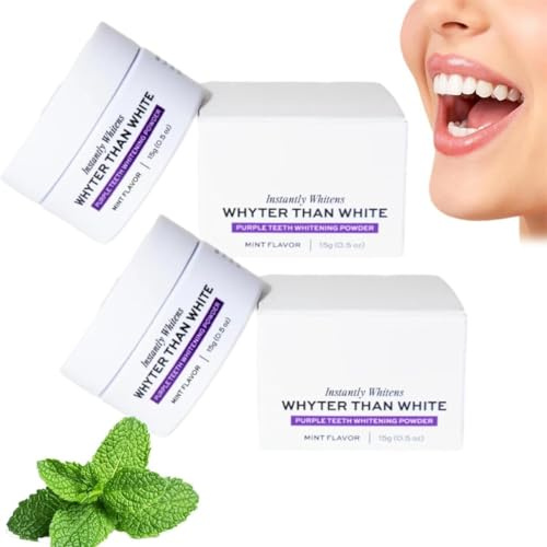 Polvo Blanqueador Dental Morado Whyte, Polvo Limpiador Dental, Elimina Manchas Amarillas y Blanquea los Dientes, Refresca el Aliento para Proteger los Dientes