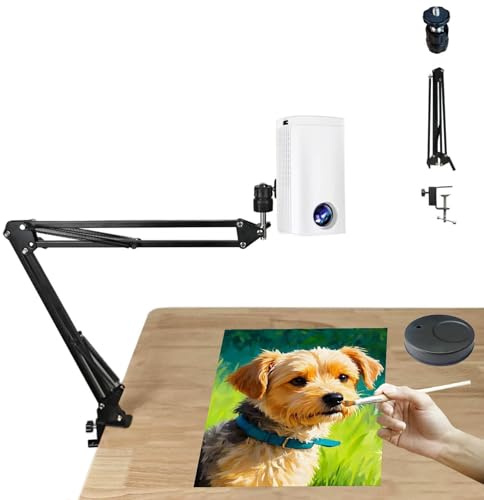 Proiettore per disegno artistico, proiettore portatile per tracciamento, strumento di disegno Smart Sketcher, supporto USB/smartphone, telecomando, per desktop, tela/parete, pittura(White,1.95m)