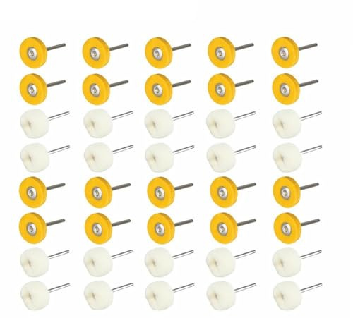 Niceminiwall 40Pcs Polishing Buffing Wool Cotton Wheel Brush Tool Set with 3mm Shank for Rotary Tools, Compatible with Most Polishers and Hand Drills for Jewelry, Watches,