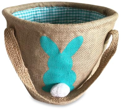 CYDZSRA Cestino per uova di Pasqua con manico, organizer per borse, secchio, borsa in iuta, accessori per feste, feste, bambini, adulti
