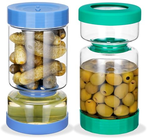 ZENS Gurkenglas mit Sieb, luftdicht, mit Sieb, 1050 ml | 2er-Pack Gurkenbehälter mit Sieb und auslaufsicherem Deckel, Gurkensafttrenner Olivenglas, Geschenke für Mama
