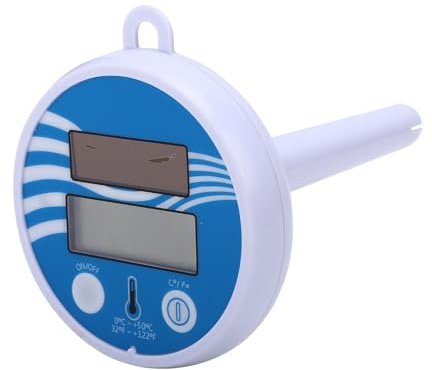 Thermometre Piscine, Thermometre Bain, Thermomètre de piscine Solaire Numérique avec écran LCD et Cordon pour Piscines Extérieures et Intérieures, Jacuzzi, Bassins et Baignoires