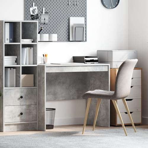 ZQQLVOO Computertisch Beton Grau MDF-Platte 90 x 50 x 76 cm minimalistischer Schreibtisch mit großer Arbeitsfläche für Büro und Homeoffice
