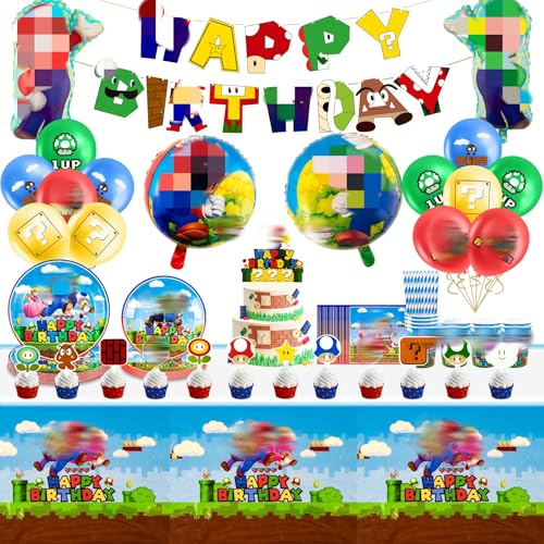 81PCS Super Birthday Decorations, Super Themed Party Tableware Set Party Supplies Include Birthday Banner, Paper Plates, Table Cloth, Balloons, Cake Topper, Napkins, Party Supplies for 10-20 Guests