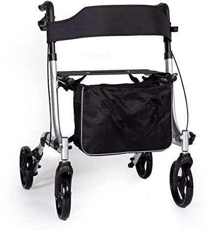EC X FOLD Lightweight Folding rollator Wheeled Walker Walking Frame with seat and Bag - Choice of Colours (Silver)