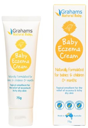 Grahams Natural Baby Eczema Cream for 0-12yrs | Dry Skin, Itch Relief, Redness & Rash Moisturising Lotion | Colloidal Oatmeal & Shea Butter | Clinically Proven, Steroid-Free, Fragrance-Free (1 x 75 g)