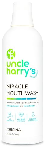 Uncle Harry's Natural Alkalizing Miracle Mouthwash | Adult & Kids Mouthwash for Bad Breath | pH Balanced Oral Care Mouth Wash & Mouth Rinse (16 fl oz)