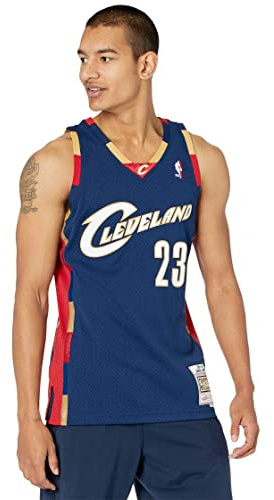 Mitchell & Ness NBA Swingman Trikot Cleveland Cavaliers #23 Lebron James – Herren Basketball Jersey – Blau, S, Retro, Streetwear