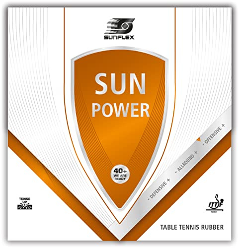 Sunflex Sun Power Tischtennis-Belag | professioneller Offensiv Belag | ITTF zugelassen | schnell und Gute Spinentwicklung | 1,8mm Schwamm | schwarz