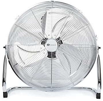 PureMate 20 Chrome Gym Floor Fan with 3 Speeds and Adjustable Fan Head, Portable Floor Standing Fan with Powerful Circulation for home, Garage, Shop and Office