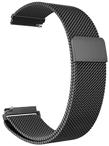 Masar 20mm Premium Magnetisch – Uhrenarmband Edelstahl, Metallband, Magnet Armband, Magnetarmbänder, magnetverschluss, Watch Milanese Mesh - schwarz, Black 20 mm