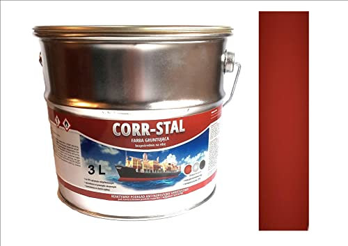CORR-STAL Metallschutzlack, Rostschutzfarbe, Metallfarbe außen, Grundierung gegen Rost, Farbe für Metall, Rostschutzgrundierung Korrosionsschutz, Metallack, Aluminium-Zink. (3 Liter, Oxid Rot)