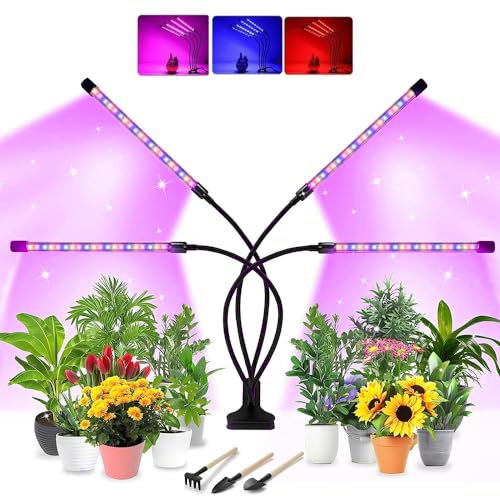 Lampe Horticole Led pour Semis,Lampe Plante,Lampe Horticole Led Spectre Complet,Lampe Plante Interieur,Minuterie 3/9/12 Heures,3 Modes D'éclairage et 10 Niveaux de Variation