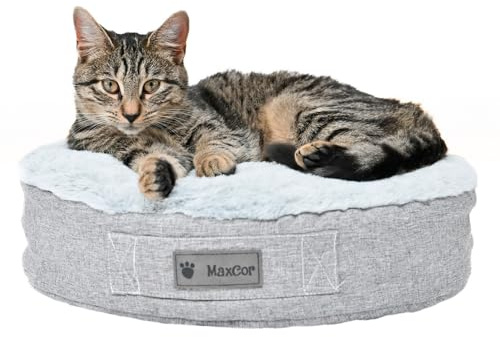 MaxCor Kleines Kissen für Hunde und Katzen, rund, aus Memory-Schaum – entlastet und bewahrt die Gelenke – entspannt und wendbar Sommer/Winter – leicht zu transportieren – verformt Sich Nicht und ist
