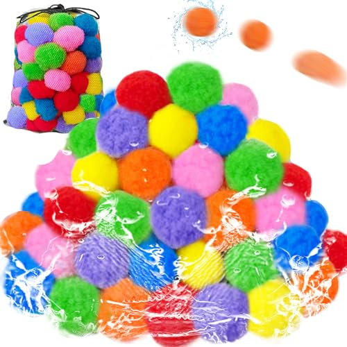 100PCS Reusable Water Splash Balls,Soft Soaker Balloons Fake Snowballs for Kids Outdoor Water Fight Games,Pool Backyard Fun with 1 Mesh Bag
