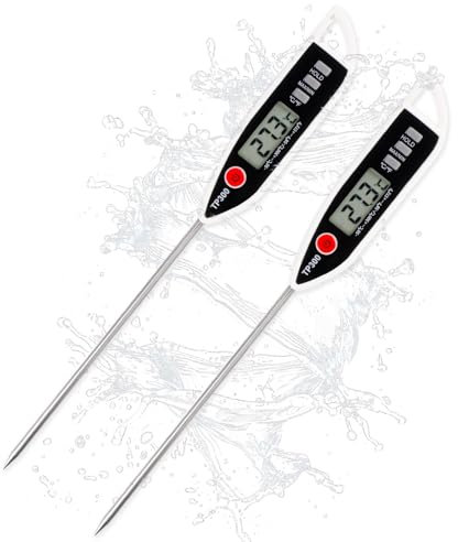 Termómetro digital de cocina de 2 piezas, termómetro de cocina con sondas largas, termómetro de agua, termómetro para cocinar termómetro de barbacoa, para la cocina para hornear, alimentos para bebés