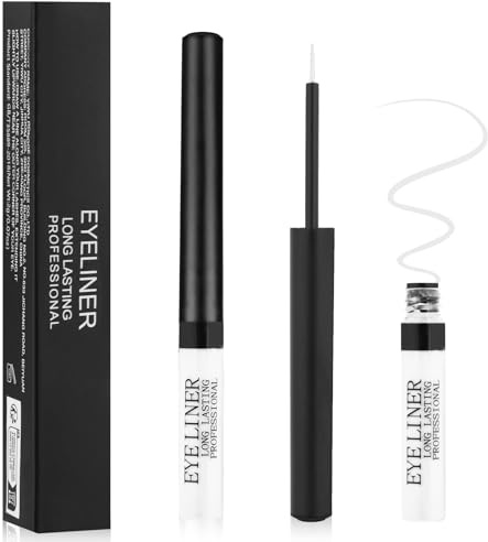 Aomig Matte Felt Tip Pen Eyeliner, Waterproof Liquid Eyeliner Pencil, Long Lasting, Slim Smudgeproof, Suitable for All Eye Shapes Available(1# White)