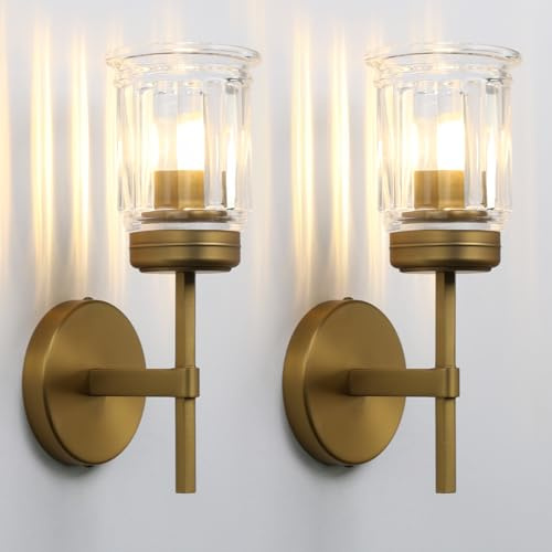 JIMUBEAM Applique da parete per interni industriali Set di 2, lampade da parete vintage con paralume in vetro trasparente per corridoio camera da letto soggiorno