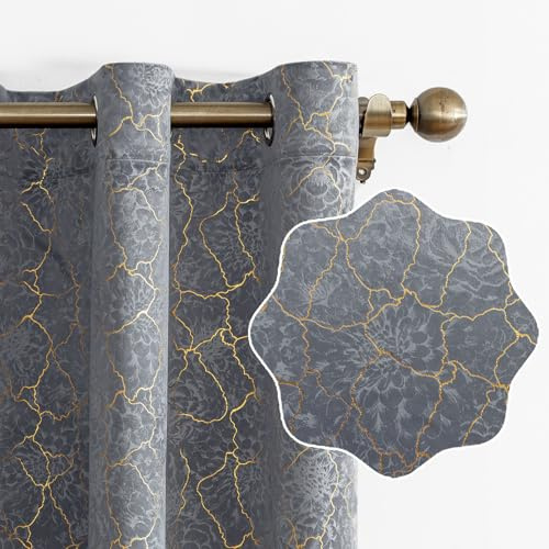 Ystyle Samtvorhang 2er Set 140x245cm, Blickdichte Vorhänge Samt für Schlafzimmer Wohnzimmer mit Ösen, Wunderschön Weich Vorhang Velvet Curtains, Verdunkelnd Samt Gardinen Blickdicht, Grau
