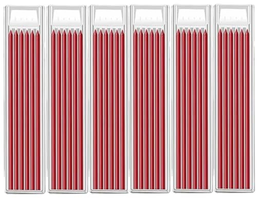 MROOFUL 36 ricariche per matite, 2,8 mm, mine per matite da falegname, con foro profondo solido per costruzione meccanica, mine per marcare e disegnare (set rosso)