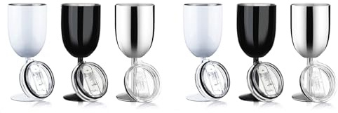 Gokoti 2 copas de vino de acero inoxidable con mango y tapa, doble pared, aisladas, copas de vino irrompibles, 284 ml, A