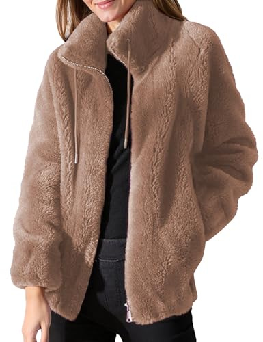 Polaire Femme Manteau Hiver Chic Portage Long Blousons Blouson Mi Saison Habit Veste en Laine Chaud Manteaux Imperméables Gilet Capuche Et Chaude Sherpa Fourrure Zippée Grande Taille