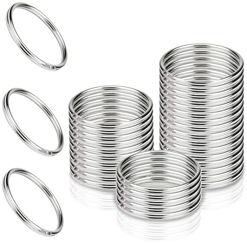 Anneaux Porte Clé 25mm Split Porte Clef Mini Split Jump Ring Porte Cle avec Double Boucles Petits Anneaux en Métal Connecteurs pour Colliers Boucles d'Oreilles Ornements 100 Pièces