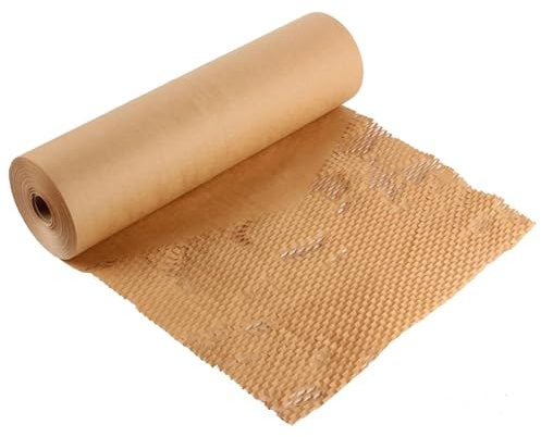 Rotolo di carta a nido d‘ape Fogli di carta da imballaggio a nido d'ape for traslochi, alternativa sostenibile alla pellicola protettiva a bolle d'aria(Brown 50cmx5m)
