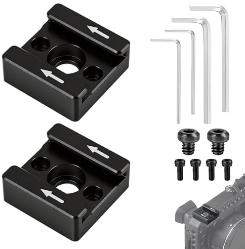 2 Pièces Adaptateur Cold Shoe, Support de Griffe Froide avec Filetage 1/4-20 pour Caméra DSLR, Support Accessoires LED Micro Flash EVF, avec Vis M2.5 et Clé, Montage Stable pour Cage Poignée Trépied