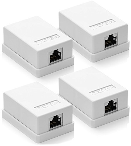 deleyCON CAT 6a Netzwerkdose 1x RJ45 Buchse FTP 10 Gbit, 4 Stück - Weiß