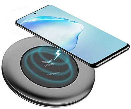 ULTRICS iPhone Wireless Charger, 10W Wireless Fast Charger Wireless Charging Pad, Qi Wireless Charger iphone 15 14 13/13 Pro/12/11/SE Wireless Charger Samsung Galaxy S22 S21 S20 S10, Round (Grey)