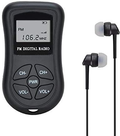 COVVY Mini Size 60-108MHz Stereo FM Radio Receiver with DSP, LCD Display & Earphone