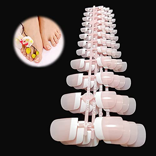 120 Stück Zehennägel, 12 Größen Falsche Zehennägel Kit, Fußnägel Tips, Künstliche Toe Nail Tips Hellrosa, Nageldesign Display Nail Art Display