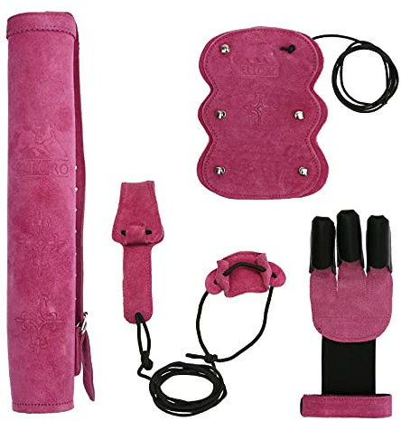 elToro [Special Set] Wild Colorz - Set - Schiesshandschuh, Armschutz, Köcher & Spannschnur; tolles Set, nützliches Zubehör zum Bogenschießen, viele Farben! (Pink, L)